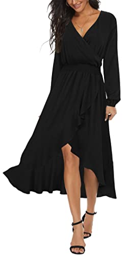 Image of Kormei Womens Short Sleeve Floral Maxi Dress High Low V-Neck Flowy Party Long Dresses