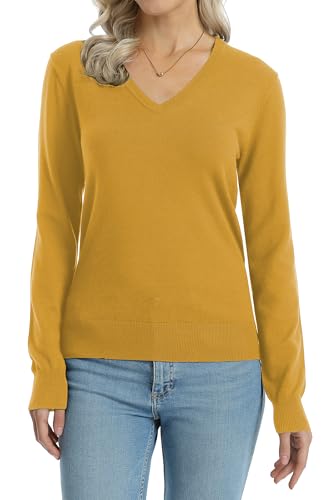 Image of QUALFORT Women's Sweaters Long Sleeve Soft Lightweight Basic Knitted Pullover Sweater