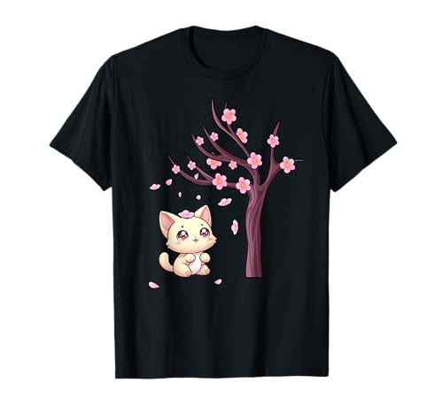 Kawaii Japonés Cherry Blossom Anime Cats Sakura Cat Owner Camiseta