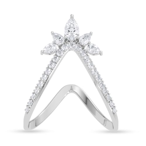 Image of Clara 925 Sterling Silver Vanki Adjustable Ring for Women Platinum Plated | Gift for Women & Girls | Rakhi Rakshabandhan Gift for Sister Bhabhi |Swiss Zirconia | Elegant Design