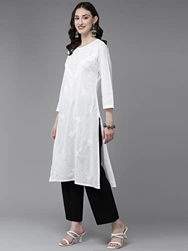 Image of Ada Hand Embroidered Lucknowi Chikankari Cotton Kurta for Women A411469