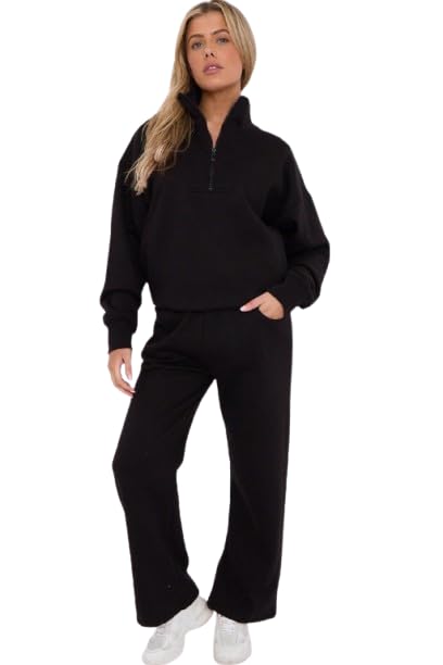 Combinaison polaire femme haut demi-zippé pantalon jogging noir M L