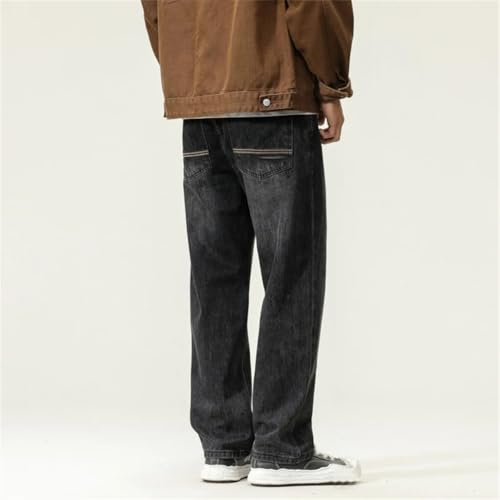 Men Straight Jeans with Pockets Denim Pants High Street Vintage Casual Trousers3