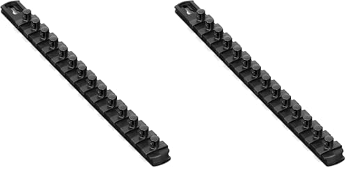 Image of ERNST 13-Inch Magnetic Socket Rail Organizer with 14 3 /8-Inch Twist Lock Clips, Black (8424M-Black-3 /8) (Pack of 2)