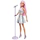 Barbie Pop-Star-Puppe gekleidet in einem schillernden Rock mit Mikrofon und rosafarbenem Haar, Geschenk für Kinder von 3 bis 7 Jahren, JCW42, Schillernd