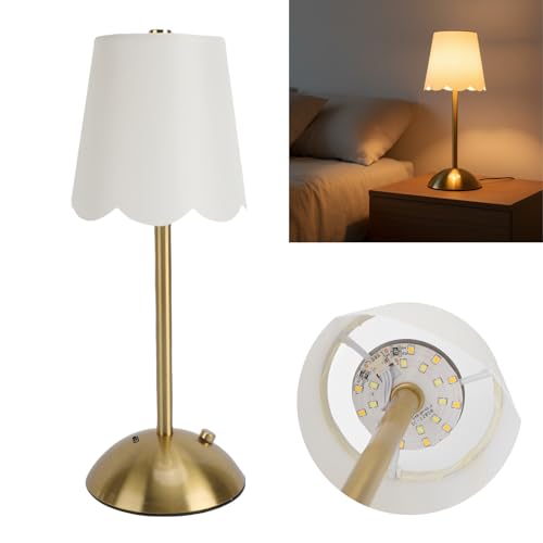 CCYLEZ Lámpara de Mesa Inalámbrica, Lámpara de Escritorio LED con Control Táctil de 1200 MAh, Luz Nocturna Portátil con Carga USB para Dormitorio, Sala de Estar - imagen 6