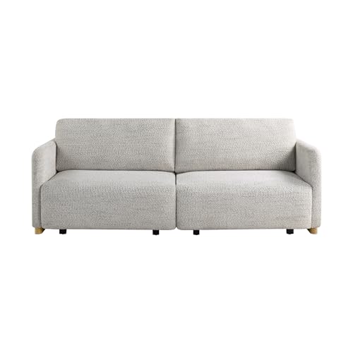 Image of Serta Vail 86 inch Convertible Sleeper Sofa, Queen Size, Wall-Hugging Dreamglide Mechanism, Dreamcoil Comfort, Boucle Fabric, Ivory