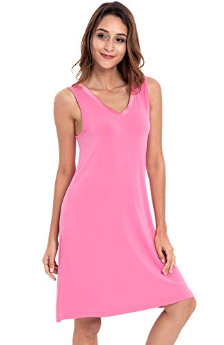 Image of GYS Cooling Bamboo Viscose Nightgowns for Women, Lightweight Sleeveless V Neck Sleep Shirt for Hot Sleepers, Soft Night dress
