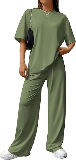 Image of My Swag Womens 2 Piece Outfits Co Ords Set Casual Half Sleeves Round Neck T-Shirts & Pants Pajama Set Cods Set for Women & Girls