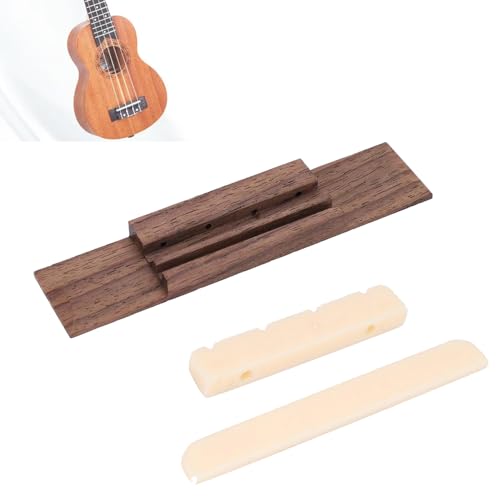 Rosewood - Tuerca de puente y sillín para ukelele - 4 cuerdas de ukelele DIY y piezas de reparación