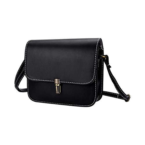 YoungRich Mujer Bolsa de Hombro Compacta Monedero de Moda Simple Longitud de la Correa Ajustable Duradero para Viaje Escuela Gimnasio Compras Negro 20 × 17 × 6 cm