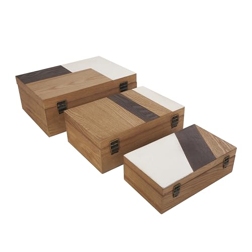 Deco 79 083870 Wooden Geometric Decorative Box Decorative Keepsake Boxes thumb #2