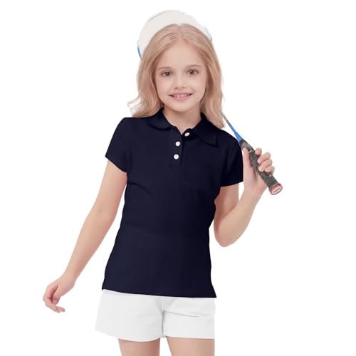 Image of 4 Pack Cotton Girls Polo Shirt Slim Fit for School Uniform Kids Youth Tops