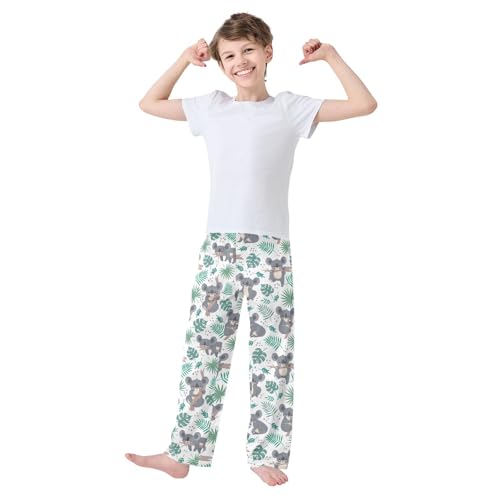 Koala Palm Leaves Boys Long Pants Soft Trousers Elastic Waist Kids Lounge Bottoms with Pockets S-XL2