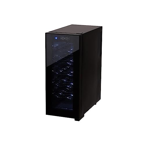 CAMRY CR8068 Vinoteca de 12 Botellas, Acero Inoxidable, Regulador de Temperatura 12 a 18 °C, Control Táctil, Iluminación Interior, Estrecha, Alta, 50W Clase de eficiencia energética A