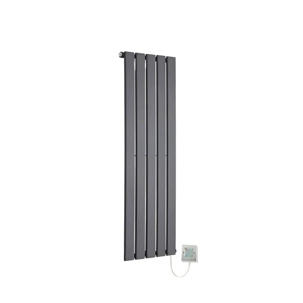 King Anthracite Electric Vertical Radiator 1250mm (h) x 360mm (w) - 600w Thermostatic Element (Pre-Filled)