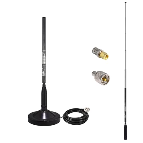 Scanner Antenna Set Wide Band 95MHz-1100MHz Foldable Telescopic Antenna w/Magnetic Base for 2m 70cm VHF UHF GMRS Walkie-Talkie Two-Way Radios Amateur All Band Radio RTL-SDR Software Defined Radios