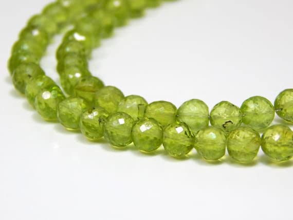 Péridot pierre naturelle 5mm fil perle ronde facettée création bijoux
