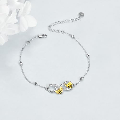 Image of POPLYKE Ladybug /Dragonfly /Bee /Paw Bracelet for Women Sterling SIlver Bracelet /Anklet Jewelry Gift for Women
