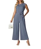 Lepunuo Womens One Piece Jumpsuits Plus Size Wide Leg Pants Rompers for Curvy Women Crewneck Jumpers with Pockets