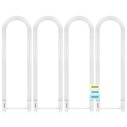 Luxrite U Bend LED Tube Light T8 T12 17.5W (32W Equivalent) 3 Colors 3500K | 4000K | 5000K 2100 Lumens Fluorescent Light Tube Replacement Direct or Ballast Bypass UL Certified G13 Base 4-Pack