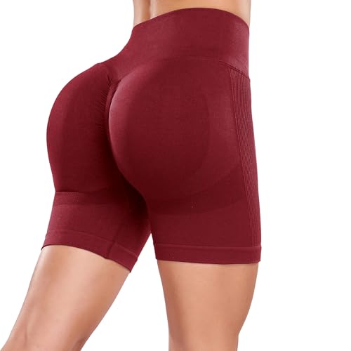 Ulknyss Gym Shorts for Women Seamless High Waisted Butt Scrunch Booty Shorts Tummy Control for Running Cycling Workout