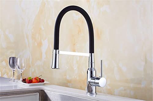 Grifo de cocina monomando extraíble con manguera de goma negra 6