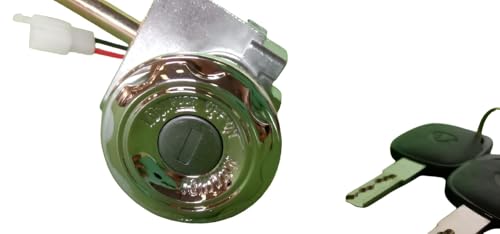 Image of Electric Vehicle Ignition Switch and Lock Set, 2-Wire 2-Pin,27mm with Steering Lock and Seat Lock Provision