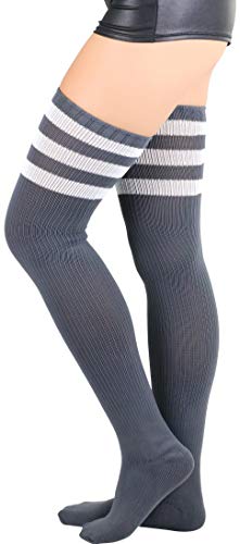 Image of ToBeInStyle Women's Over The Knee Thick Long Socks Thigh High w / 3 Contrast Stripe