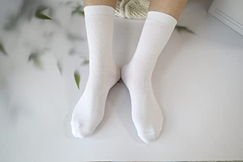 Serisimple Womens Crew Socks Bamboo Casual Boot Lightweight Ultra Soft Calf Thin Sock 5 Pairs (White, L) #TOP4