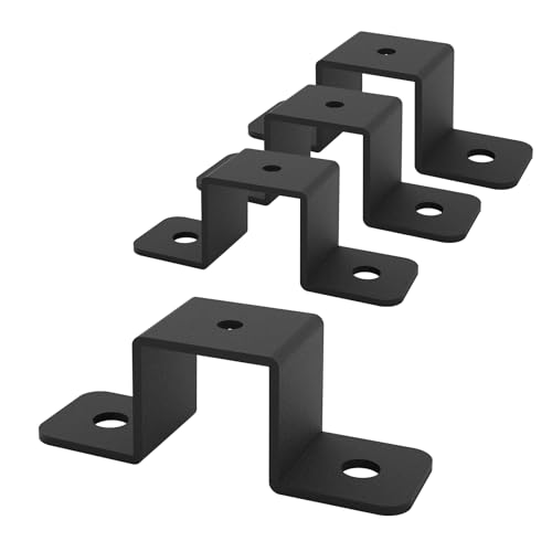 Wpbhk 4Pcs Square Tube Strap Clamp 1 x 1 Strap Post Ties Black Deck Fence Post Tie Bracket Square Tube Buckle U-Shaped Pipe Clamp Bracket