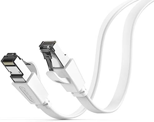 CAT8 Ethernet Cable, 15ft, Cat 8 Flat Patch Cable with RJ45 Connector,25/40Gbps 2000MHz Gigabit Ethernet LAN Cable, U/FTP, Indoor& Outdoor, Compatible with Laptop, Switch, Router, PS5, PS4