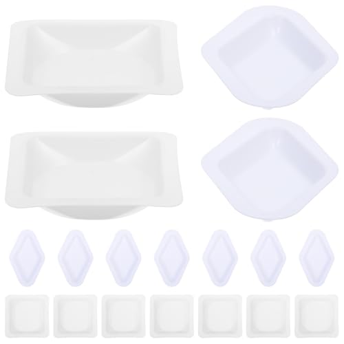 MUSISALY 100 Recipientes de Pesaje de Plástico para Laboratorio Bandejas de Pesaje de Polvo Reutilizables con Bordes Biselados Tamaño Compacto 45X45X08 MM 50 Piezas Cuadradas y 50