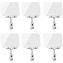 6 Pcs Mini Plastic Rectangle Chalkboard Sign with Clips, Reusable Message Board Food Labels for Party Farm Restaurant White
