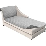 Sofa Shield Original Patent Pending Reversible Sofa Chaise Protector, 102x34 Inch, Washable Furniture Protector, 2 Inch Strap, Chaise Lounge Slip Cover for Pets, Dogs, Kids, Cats, Light Gray Charcoal
