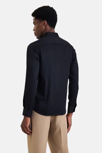Image of SNITCH Men Formal Shirt | Modern Slim Fit Long Sleeve Spread Collar Solid Style | 100% Cotton Breathable Fabric for Office, Weddings & Festive Occasions Wear