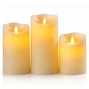 SALCAR 3er Set LED Kerzen, Flammenlose LED Kerzen Licht Warm mit Batterie, LED Kerzenlicht Flackernd, 15 cm, 12,5 cm, 10 cm Höhe, Dekoratives kerzen LED für Abendessen, Geburtstag, Party