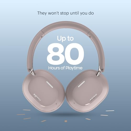 Image of Noise Airwave Max 5 Wireless Over-Ear Headphones with Adaptive Hybrid ANC (up to 50dB), HFA Tech, 80H Playtime, Dual Pairing(Mauve Haze)