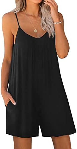 Ekouaer Womens Modal Jumpsuit Comfy Loose Harem Playsuit One Piece Romper,Black,Medium