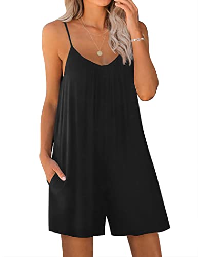 Ekoauer Womens Modal Jumpsuit Comfy Loose Harem Playsuit One Piece Romper, Black, Large #TOP7