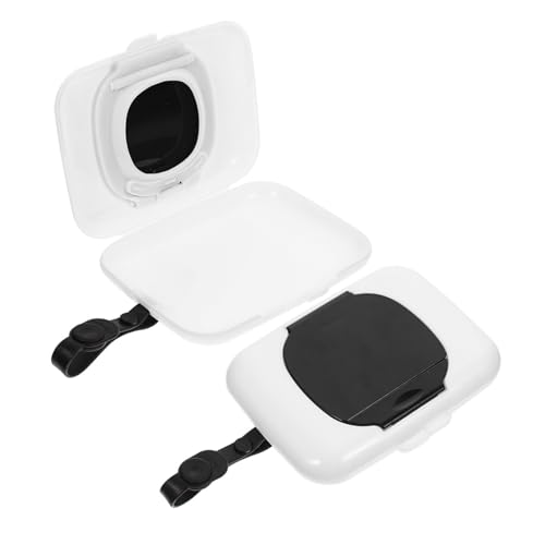 TOYZFRIENDY 2 Piezas Cajas Portátiles para Toallitas Húmedas Recargables Dispensador Compacto y Resistente para Viaje y Uso Diario Diseño Práctico con Tapa Protectora Color Negro para