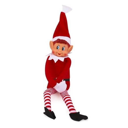 Elves Behavin' Badly- Elf Papá Noel Elfo de Vinilo Suave de Pierna Larga con Sombrero y Etiqueta, Color Rojo, 48 (PMS International 13056)