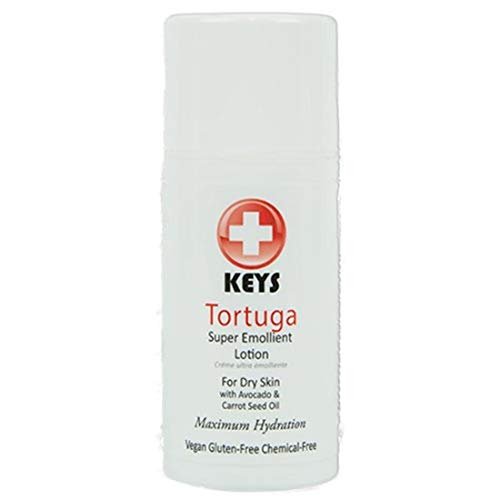 Keys Tortuga Vegan, All Natural, Gluten Free, Chemical Free Super Emollient Therapeutic Maximum Hydration Face, Hand, Body Lotion, Fast Relief for Dry Skin with Concentrated Shea Butter, 3.4 ounces
