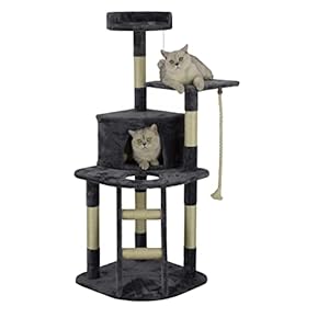 Homessity 49in Economical Cat Tree Kitty Scratcher Kitten Condo Cat Tree Tower House Furniture for with Sisal Covered Posts for Indoor Cats, Gray