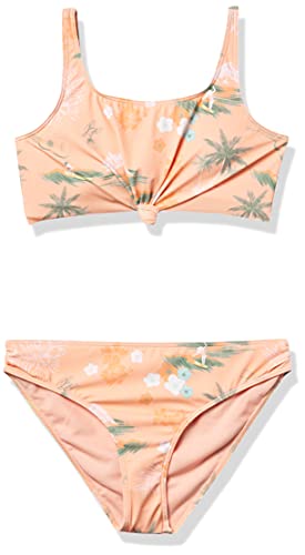 Roxy girls Surf Landscape Crop Top Set Two Piece Swimsuit, Peach Pearl Aloha S, 14 US