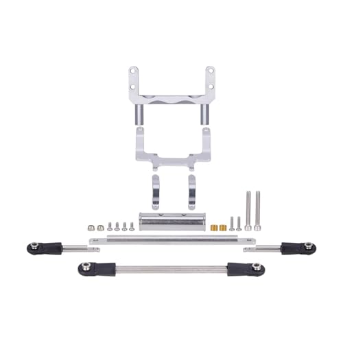 RC Car Accessories for SCX10 II 1/10 Aluminium SOA Servo Mount and Scale Hydraulic Steering Link RC Straight Axle Upgrade Parts Replacement(Silver)