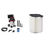 RIDGID 1610RV Stainless Steel 16-Gal. Wet Dry Shop Vacuum with Cart, 6.5 Peak HP Motor and RIDGID VF4000 Standard Filter