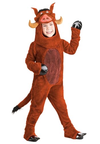 Toddler The Lion King Pumbaa Costume | Pumbaa the Warthog Disney Character Costume Jumpsuit with Hood 18MO