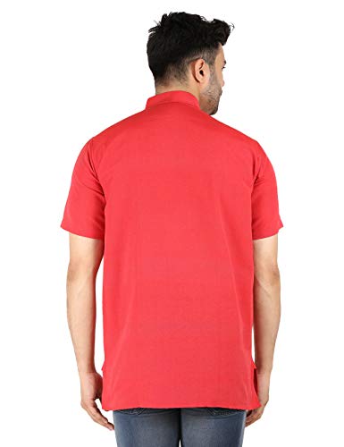Image of LATEST CHIKAN Men's Cotton Regular Casual Strped Short Kurta Half Sleeves - (SK-LJ.DS.AS)