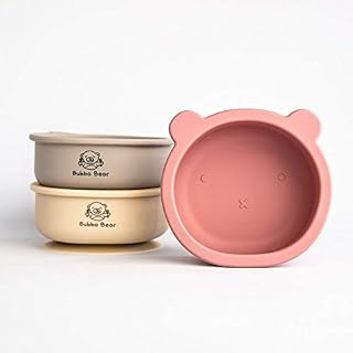 Bubba Bear ® Baby Bowls for Weaning | Suction Bowl for Self Feeding Babies | Stay Put Silicone Set for Toddler High Chair Tray | Toddlers Accessories Sets & Snack Feed Cup Pot